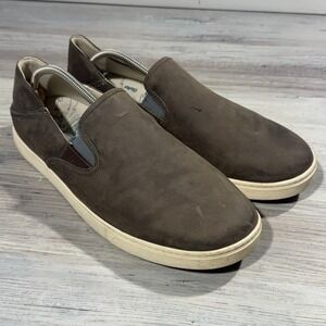 OluKai Kahu'ili Brown Leather Slip On Loafer Sneaker Shoes Men 13